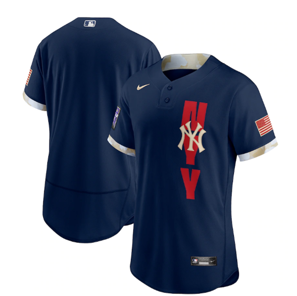 Men's New York Yankees Blank 2021 Navy All-Star Flex Base Stitched Baseball Jersey